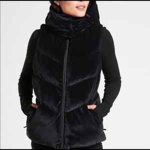NWT Athleta black down vest, lofty velvet